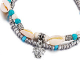 Shell Metal Turquoise Detail Turtle Anklet - soofoom.com