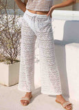 High Waisted Lace White Tie Front Beach Pants