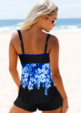 Leaf Print Bowknot Front Tankini Set - soofoom.com