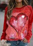 Heart-shaped Print Pullover Sweatshirt