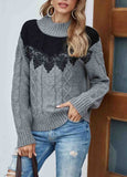 Contrast Lace Stitched Knit Sweater