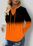 Ombre Lace Up Long Sleeve Sweatshirt