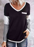 Lace Colorblock Print Long Sleeve T-shirt