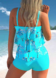 Printed Layered Hem Tankini Top