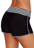 Mid Waist Monochrome Stripe Swimwear Shorts - soofoom.com