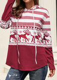 Christmas Contrast Drawstring Sweatshirt