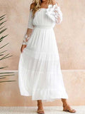 Bohemian  Lace Stitching Flared Sleeve Dress