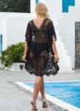 Lace Trim V Neck Cover Up - soofoom.com