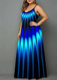 Plus Size Stripe Print Spaghetti Strap Dress - soofoom.com