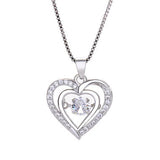 17.7 Inch Heart Pendant Silver Necklace - soofoom.com