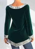 Patchwork Sequin Long Sleeve T-Shirt