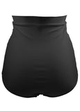 High Waist Ruched Black Swimwear Panty - soofoom.com