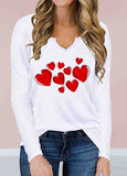 Heart Print V-Neck T-Shirt