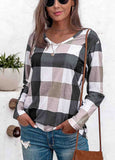 Plaid  Buffalo  Check V-Neck Top