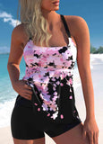 Floral Print Wide Strap Tankini Set