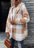 Cashmere Hooded Plaid Cardigan Coat