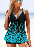 Printed  Wide Strap  Tankini Set