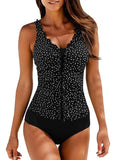 Dot Print Strap V-Neck Sexy One-piece Swimsuits