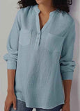 Solid Cotton Linen  Blouse