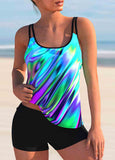 Tie Dyed Rainbow Printed  Tankini Set