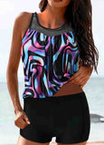 Mesh Stitching Tankini Set