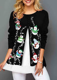 Christmas Printed Hem Blouse