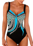 Floral Strap Sexy Plus Size One-piece Swimsuits - soofoom.com