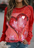 Heart-shaped Print Pullover Sweatshirt