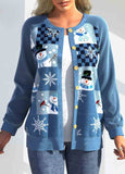 【Ships in 24 hours】Patchwork Christmas Print  Cardigan