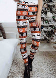 Ugly Christmas Tree Reindeer Print High Waist Leggings