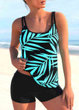 Tropical Print Wide Strap Tankini Set