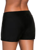 Solid Black Mid Waist Swimwear Shorts - soofoom.com