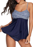 Crossover Hem Chevron Print  Tankini Set