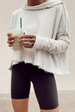 Women Collared Irregular Raw Hem Cozy Sweatshirt