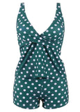 Polka Dot Print Slim Tankini Set