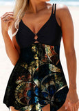 Double Strap Psychedelic Printed Tankini Set