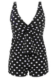 Polka Dot Print Slim Tankini Set