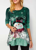 Gradient Christmas Snowman Print T Shirt