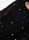 Polka Dot Mesh Stitching Slit Sleeve T Shirt