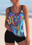 Paisley Print Spaghetti Strap Tankini Set