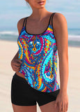 Paisley Print Spaghetti Strap Tankini Set