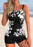 Leaf Print Spaghetti Strap Tankini Set