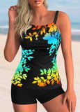 Leaf Print Spaghetti Strap Tankini Set