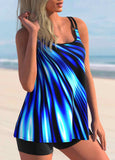 Printed Elegant Spaghetti Strap Tankini Set