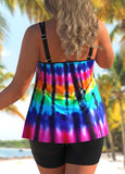 Plus Size Rainbow Tie Dye Tankini Set