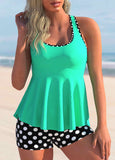 Polka Dot Criss Cross Back Tankini Set