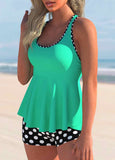 Polka Dot Criss Cross Back Tankini Set