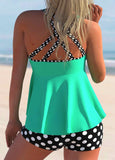 Polka Dot Criss Cross Back Tankini Set