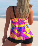 Double Straps Tropical Print Tankini Set