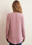 Button-Accent Long-Sleeve Tunic Top